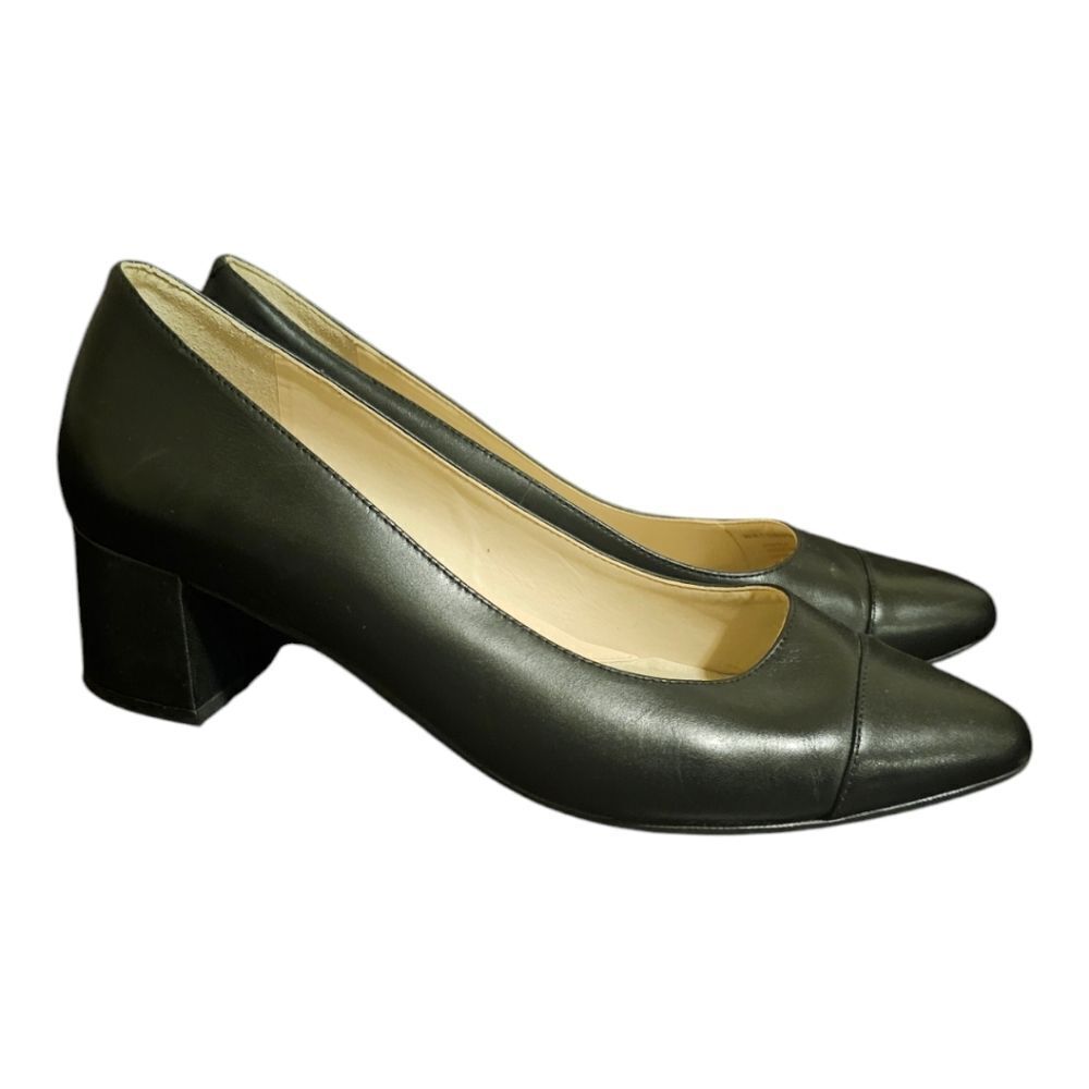 COLE HAAN Go To Black Leather Block Heel Pump - Size 8